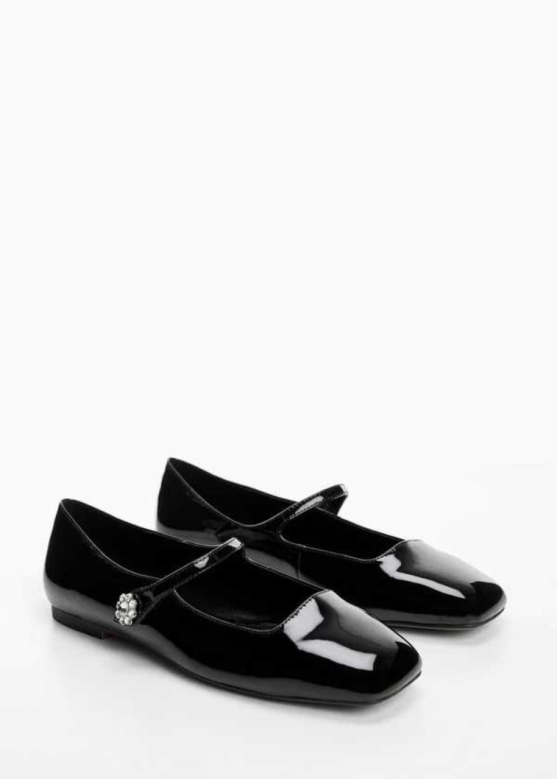 Mango Jeweled Lakovaná Læder-effect Ballerinas | MNG-23439