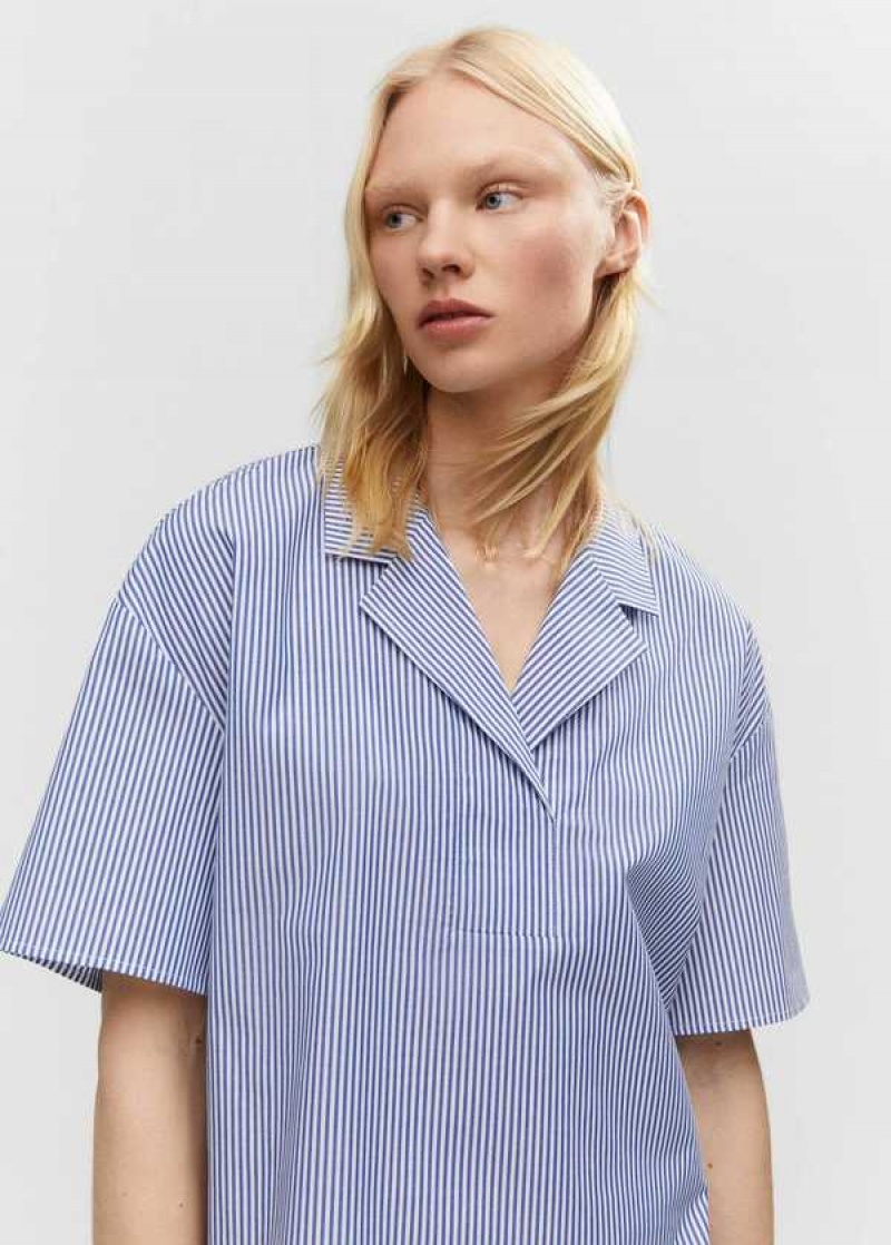 Mango Krátké Sleeve Pruhovaný Shirt | MNG-25263