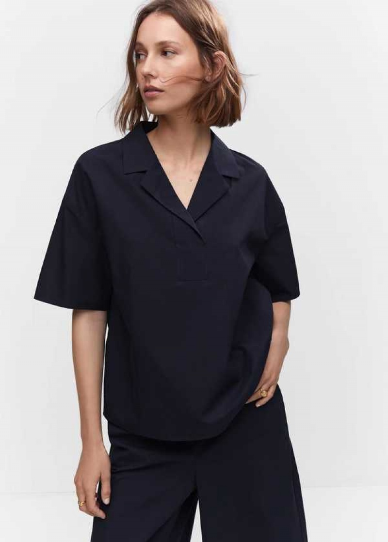 Mango Krátké Sleeved Bavlněné Shirt | MNG-25256