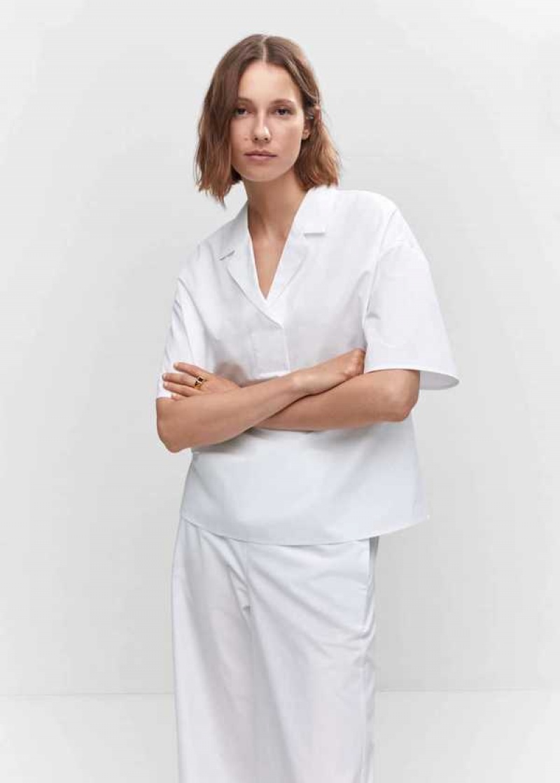 Mango Krátké Sleeved Bavlněné Shirt | MNG-25273