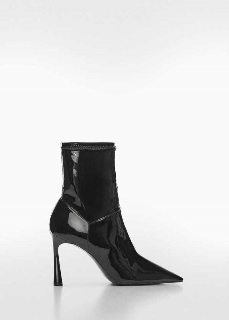 Mango Lakovaná Læder-effect Podpatku Ankle Boots | MNG-23384