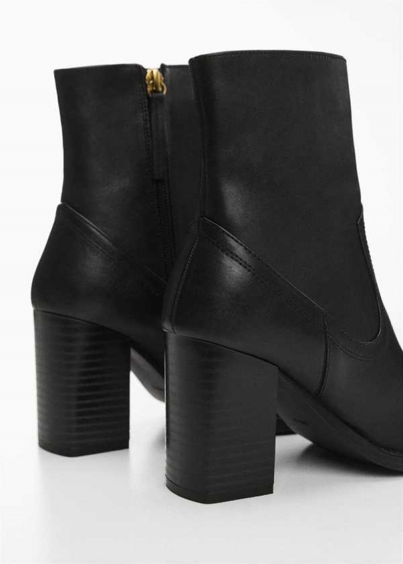 Mango Læder Ankle Boots With Block Heel | MNG-23568