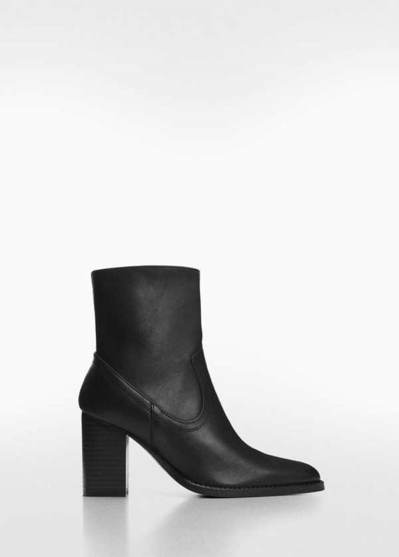 Mango Læder Ankle Boots With Block Heel | MNG-23568