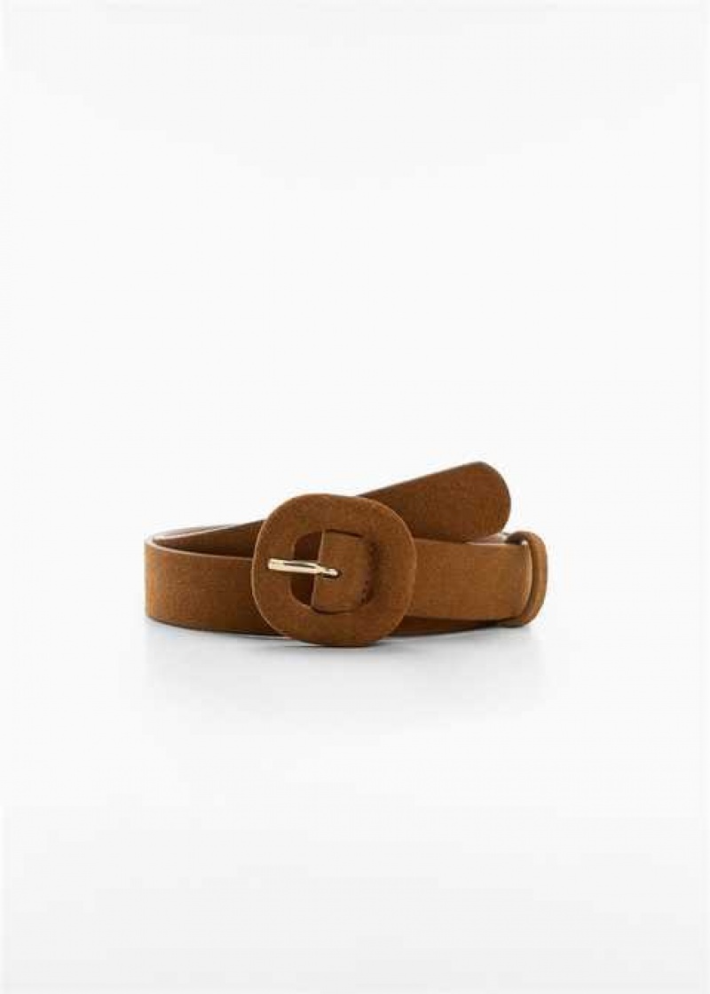 Mango Læder Belt With Square Přezkou | MNG-22977