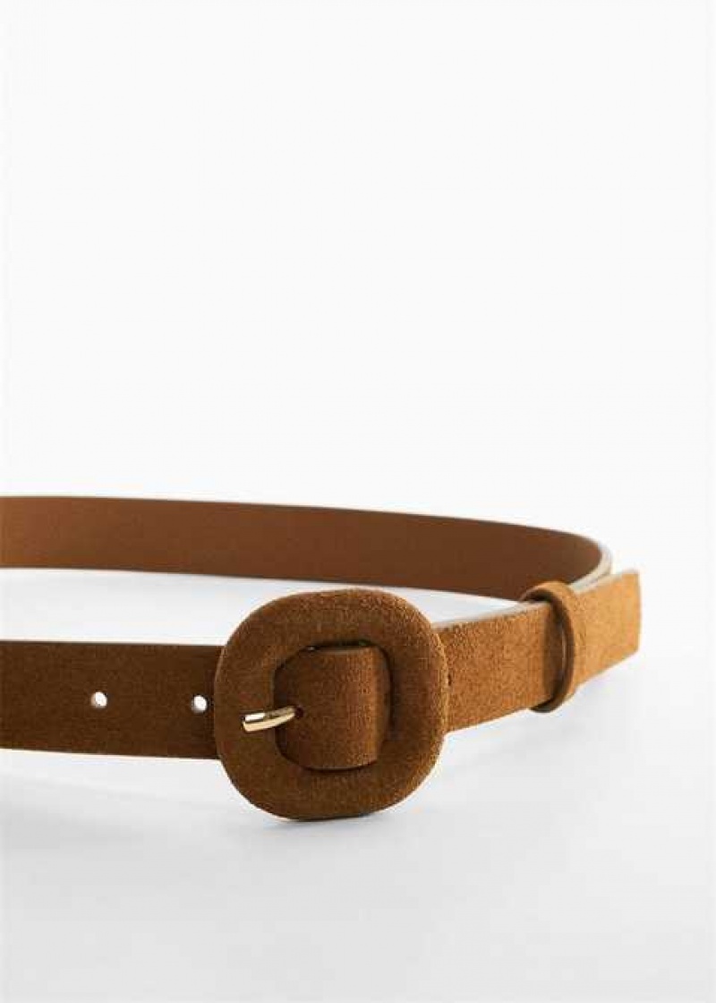 Mango Læder Belt With Square Přezkou | MNG-22977