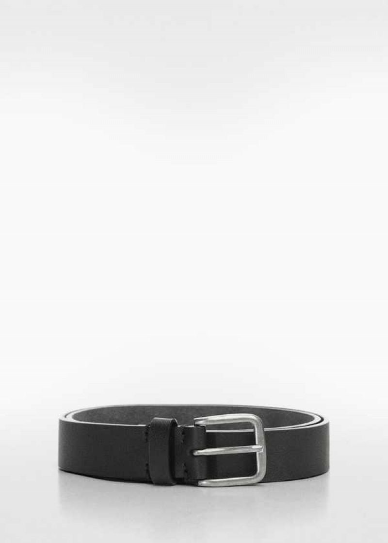 Mango Læder Belt With Square Přezkou | MNG-21192