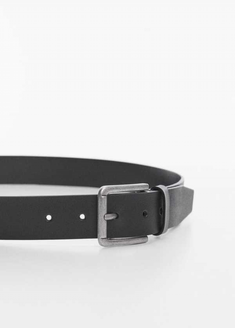 Mango Læder Belt With Square Přezkou | MNG-21157