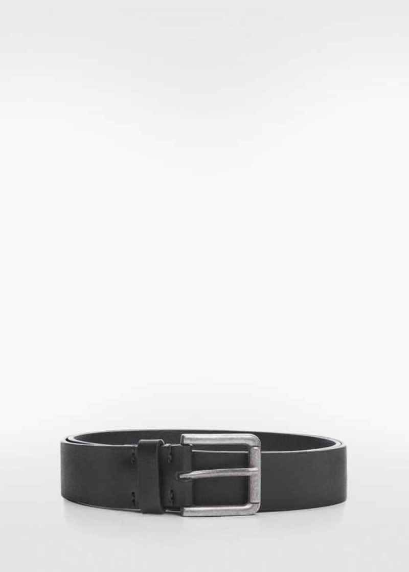 Mango Læder Belt With Square Přezkou | MNG-21157