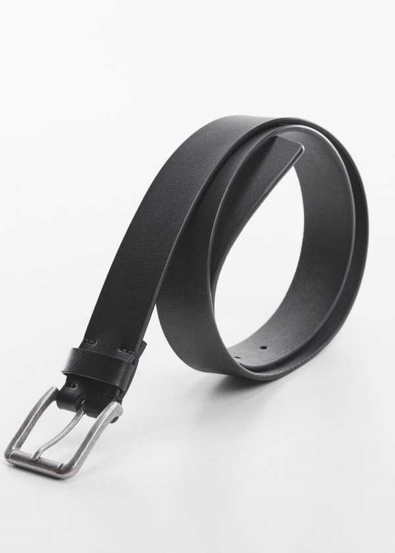 Mango Læder Belt With Square Přezkou | MNG-21157