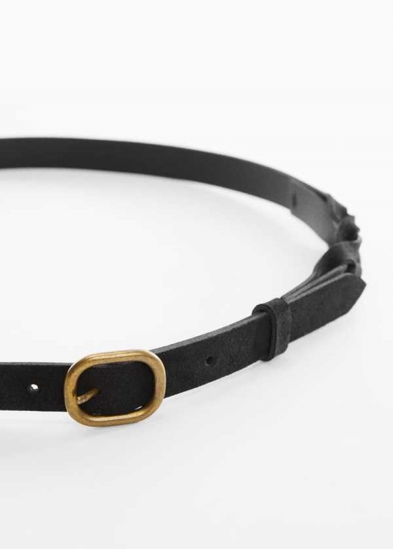 Mango Læder Belt With Worn Přezkou | MNG-22967