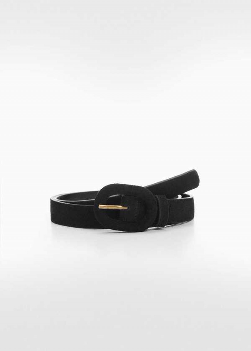 Mango Læder Belt With Široké Přezkou | MNG-22939