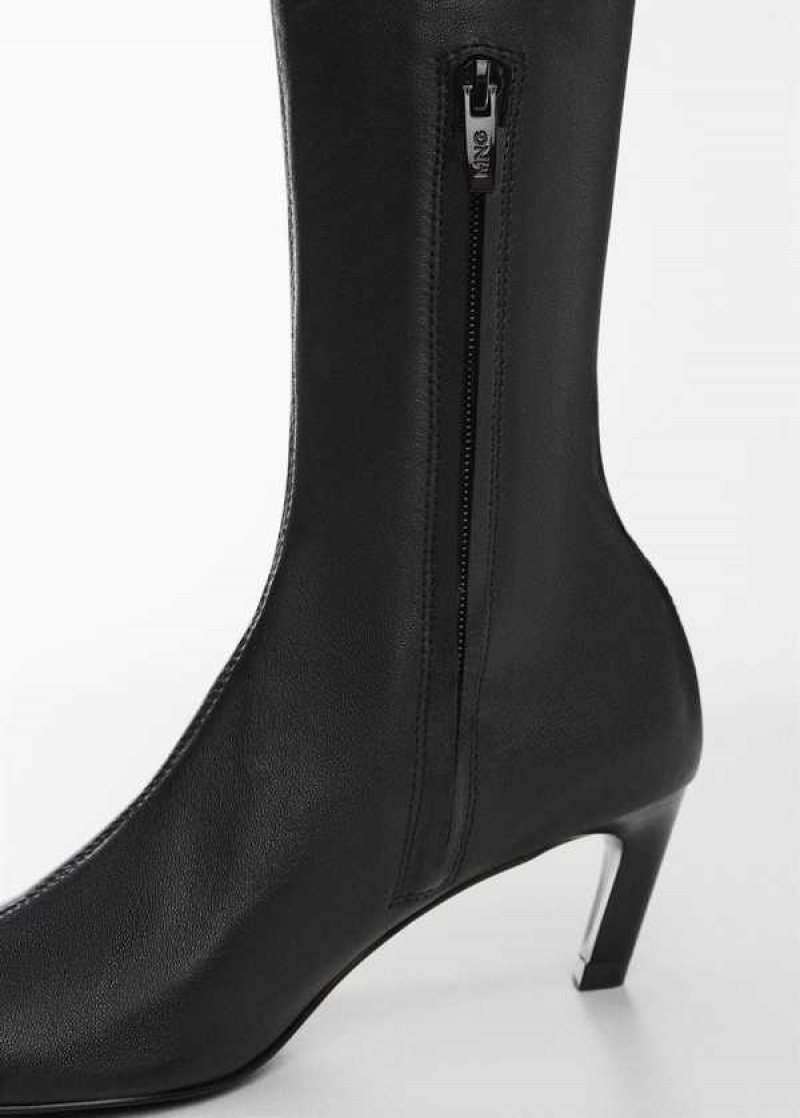 Mango Læder Boots With Kitten Heels | MNG-23634