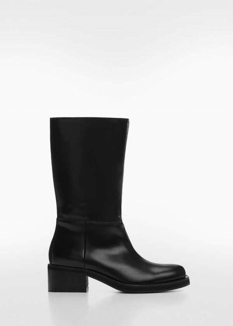 Mango Læder Boots With Na Zip Closure | MNG-23525