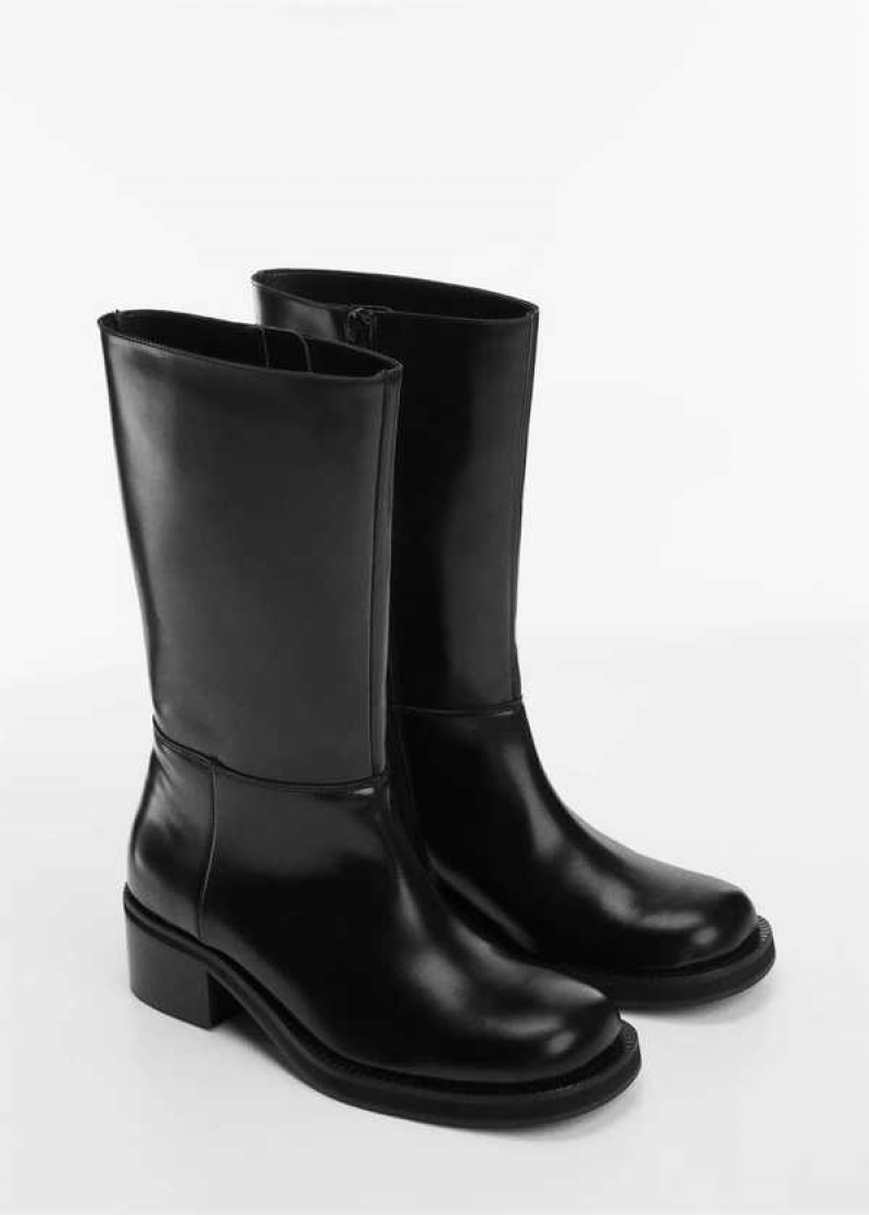 Mango Læder Boots With Na Zip Closure | MNG-23525