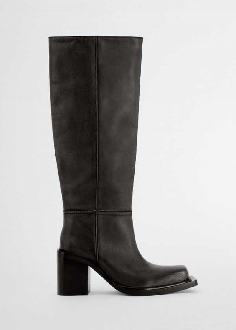 Mango Læder Boots With Vysoké Leg | MNG-23527