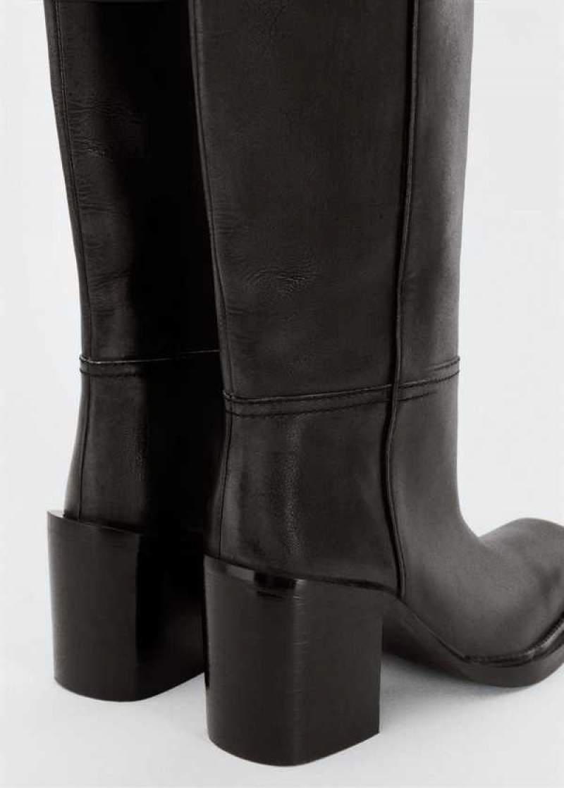 Mango Læder Boots With Vysoké Leg | MNG-23527