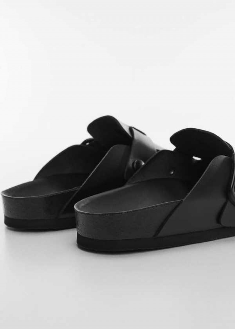 Mango Læder Clogs With Přezkou | MNG-23493