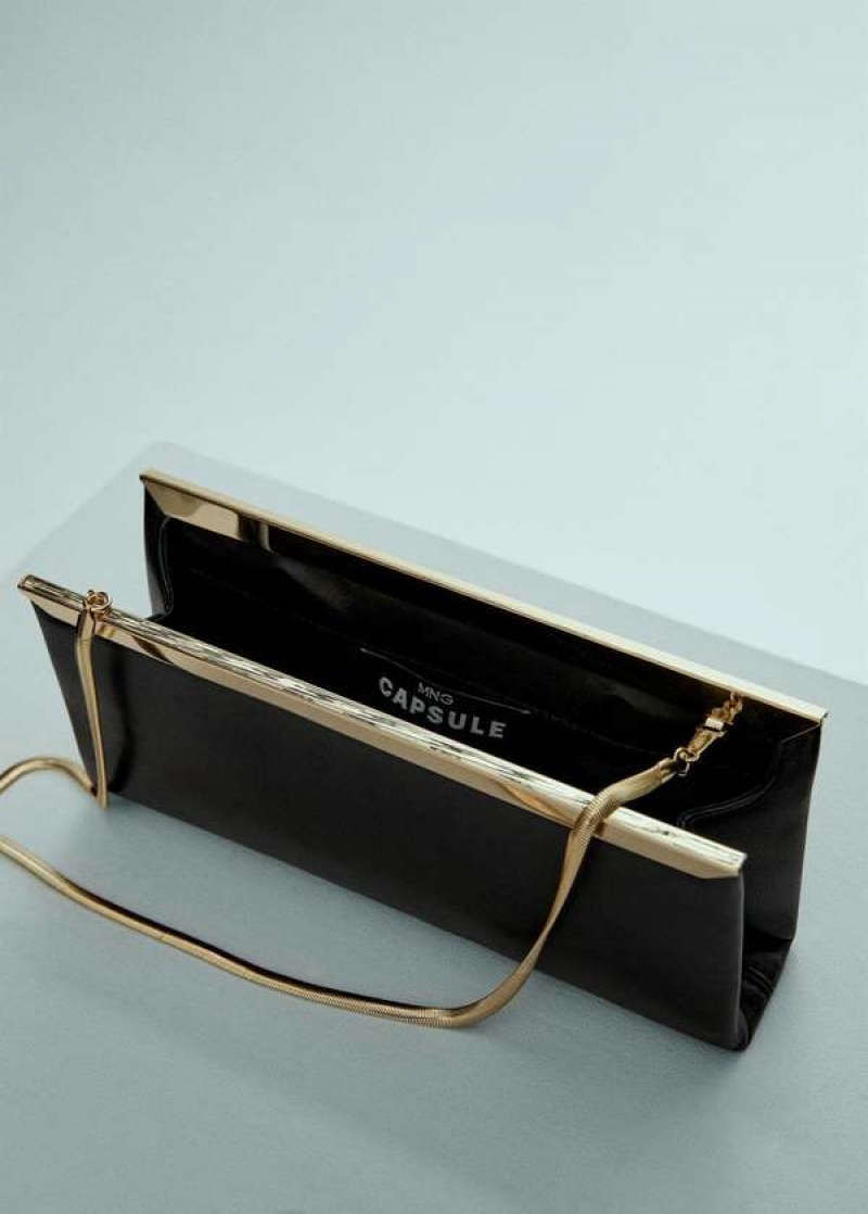 Mango Læder Clutch Bag With Metal Chain | MNG-23361