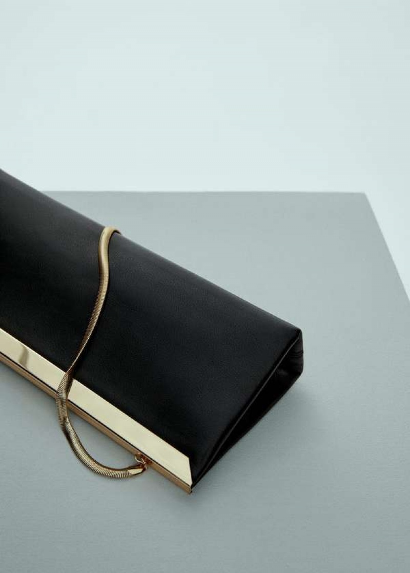 Mango Læder Clutch Bag With Metal Chain | MNG-23361