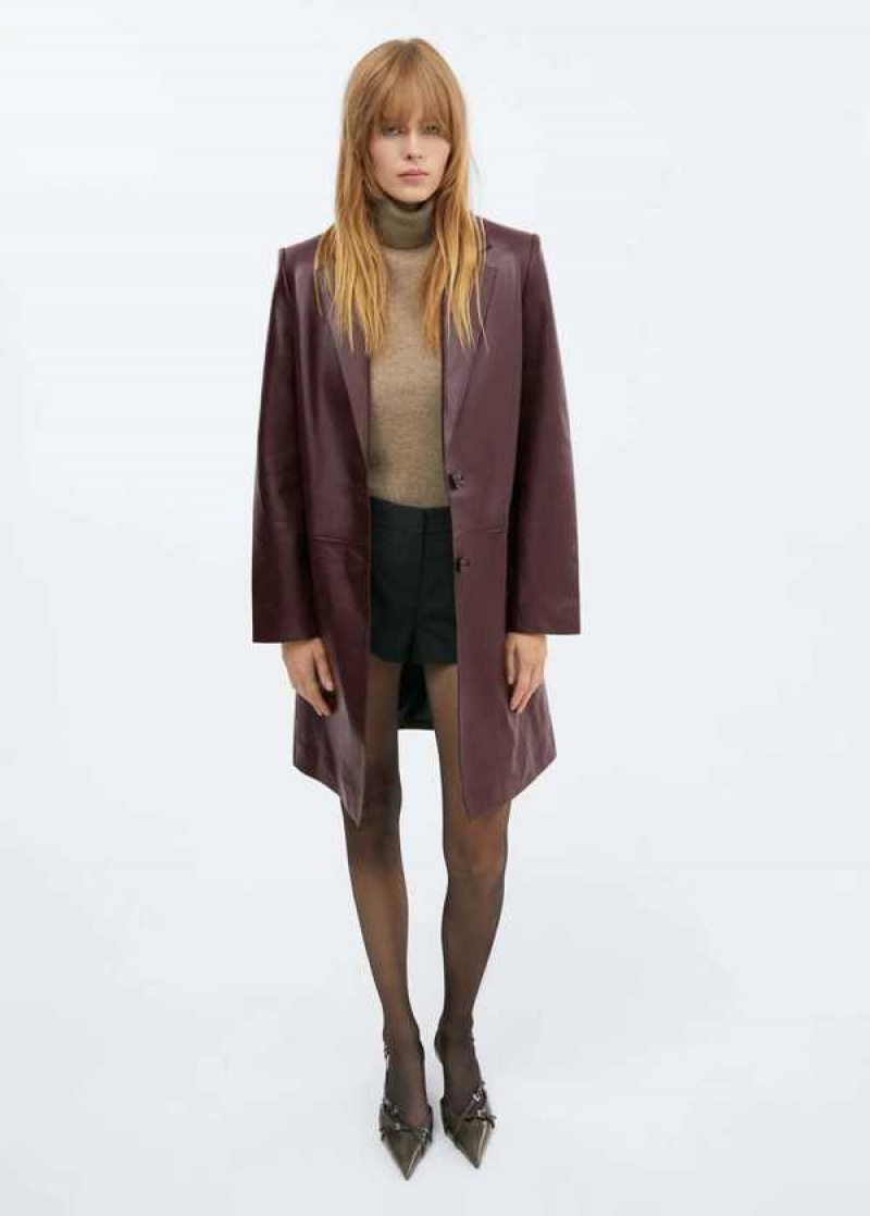 Mango Læder Coat With Lapels | MNG-25183