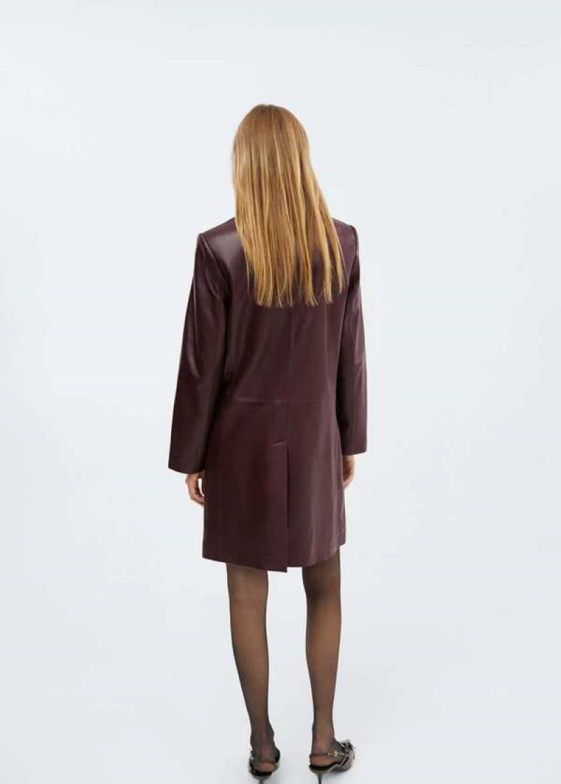 Mango Læder Coat With Lapels | MNG-25183