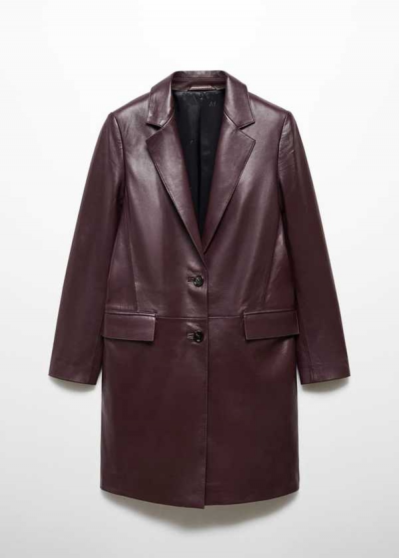 Mango Læder Coat With Lapels | MNG-25183