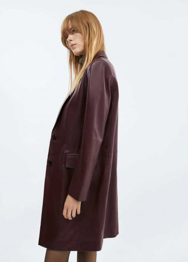 Mango Læder Coat With Lapels | MNG-25183