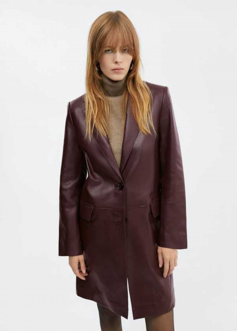 Mango Læder Coat With Lapels | MNG-25183