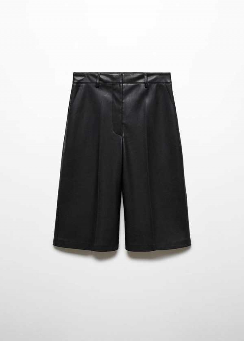 Mango Læder Effect Bermuda Shorts | MNG-24356