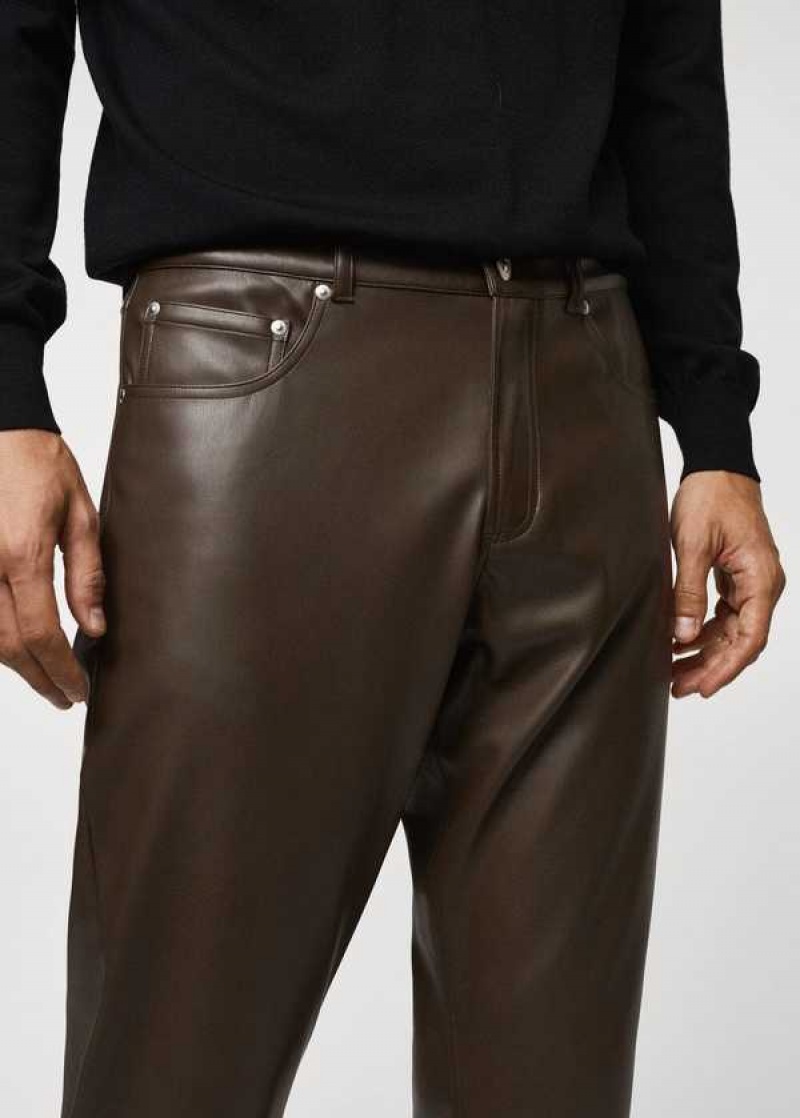 Mango Læder Effect Slim Fit Pants | MNG-22306