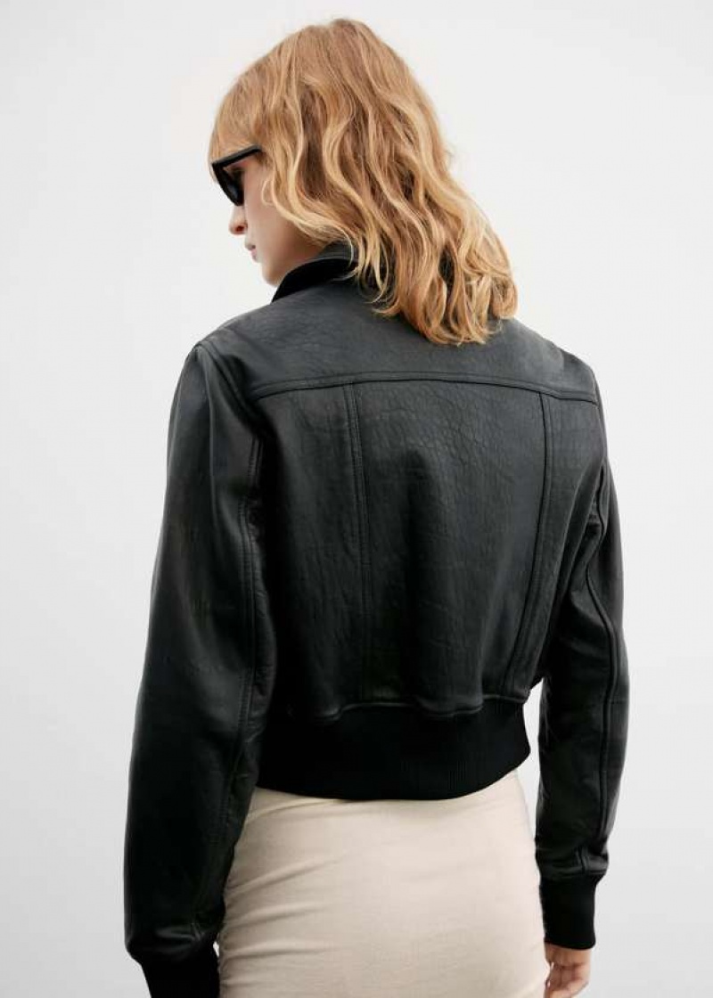 Mango Læder Jacket With Elasticated Hem | MNG-25175