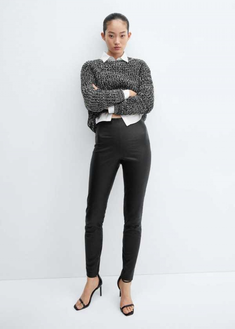 Mango Læder Leggings With Zip | MNG-24295