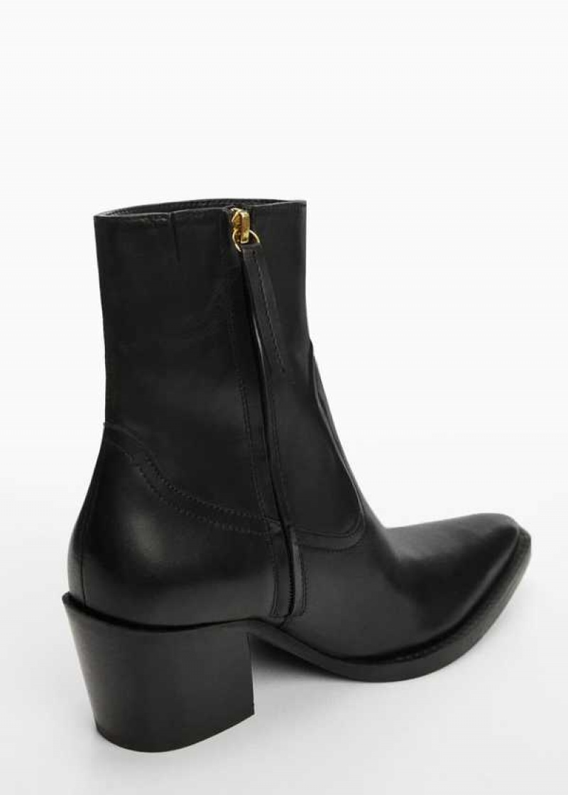 Mango Læder Pointed Ankle Boots | MNG-23552