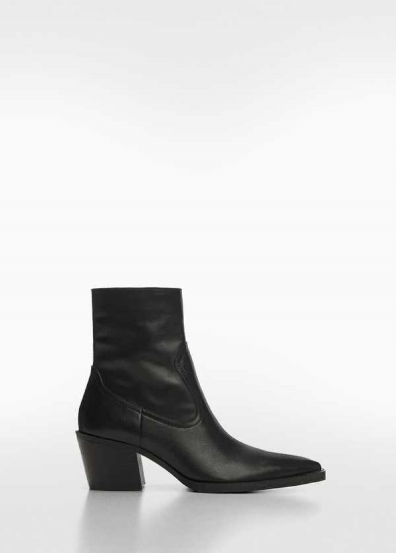 Mango Læder Pointed Ankle Boots | MNG-23552