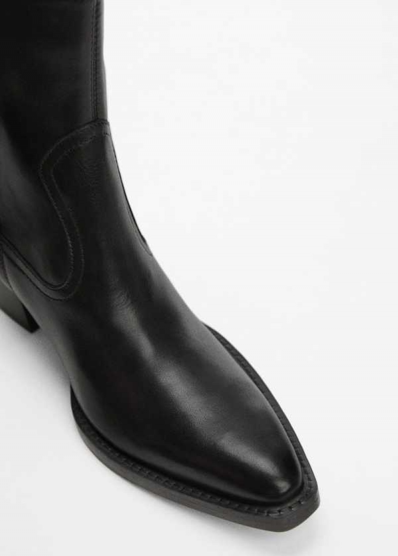 Mango Læder Pointed Ankle Boots | MNG-23552