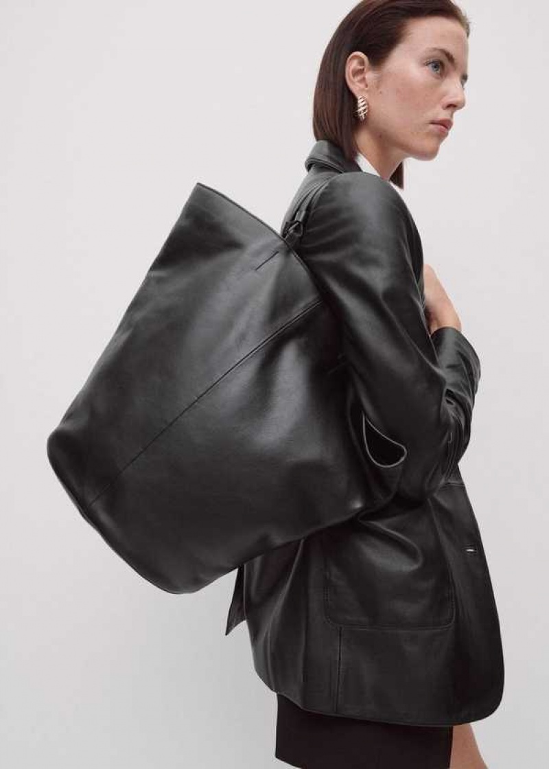 Mango Læder Shopper Bag | MNG-23275