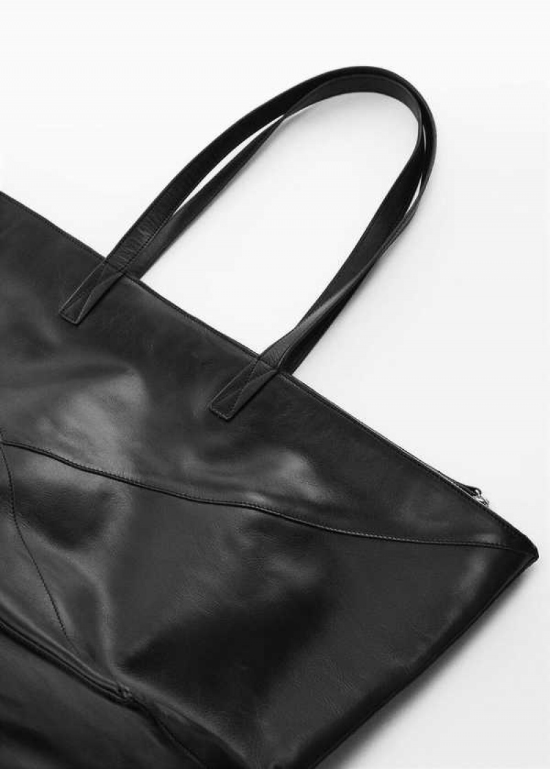 Mango Læder Shopper Bag | MNG-23347