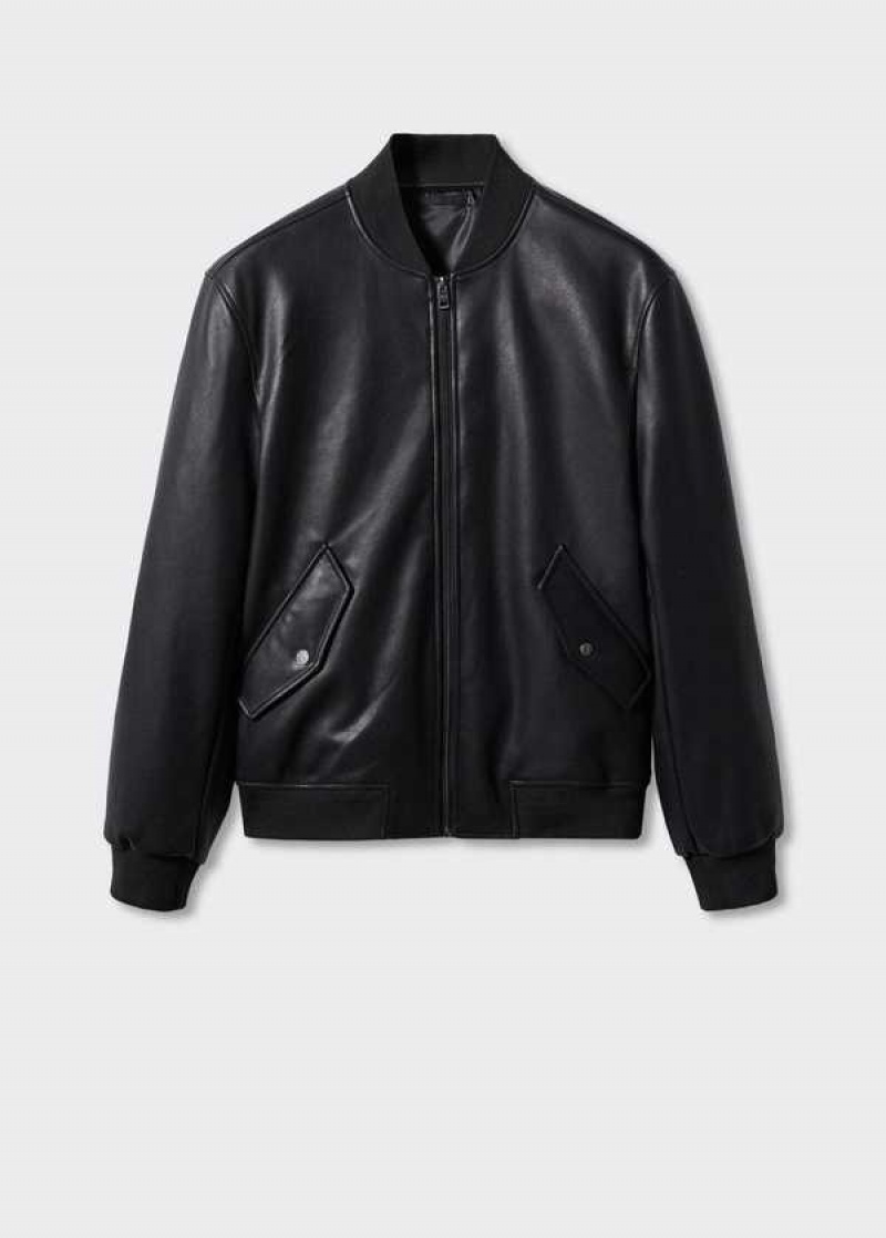 Mango Læder-effect Bomber Jacket | MNG-22616