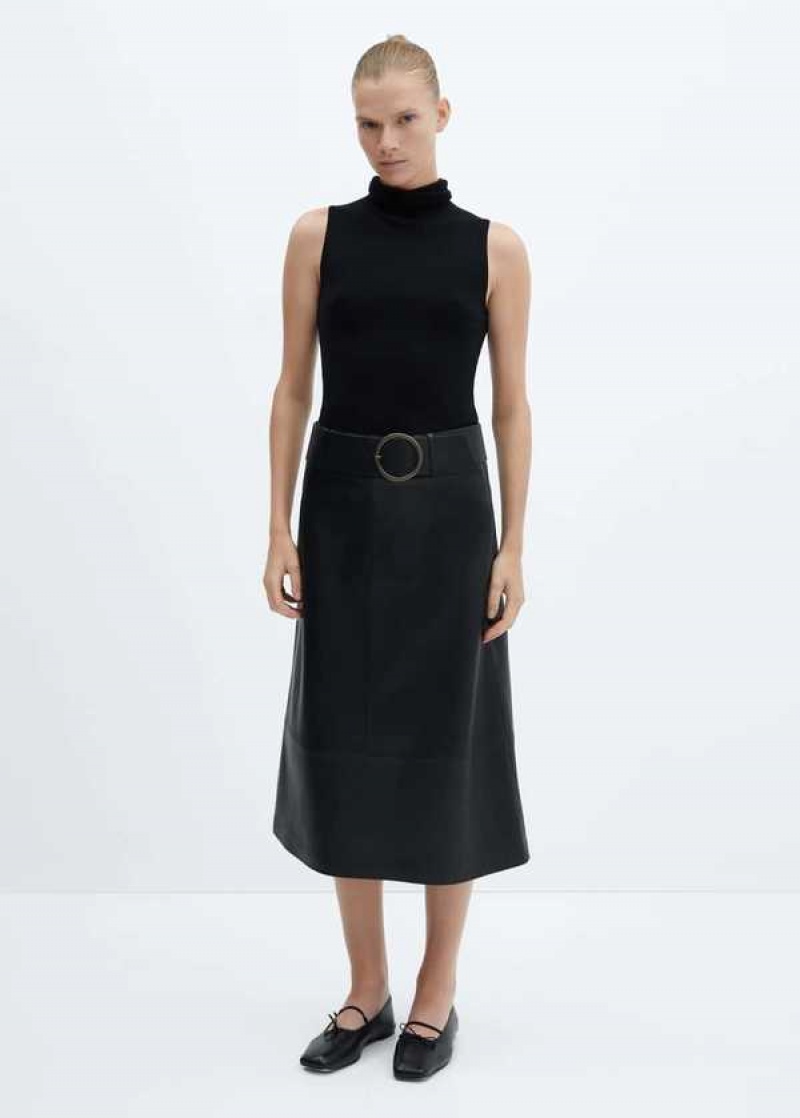 Mango Læder-effect Midi-skirt With Belt | MNG-24149