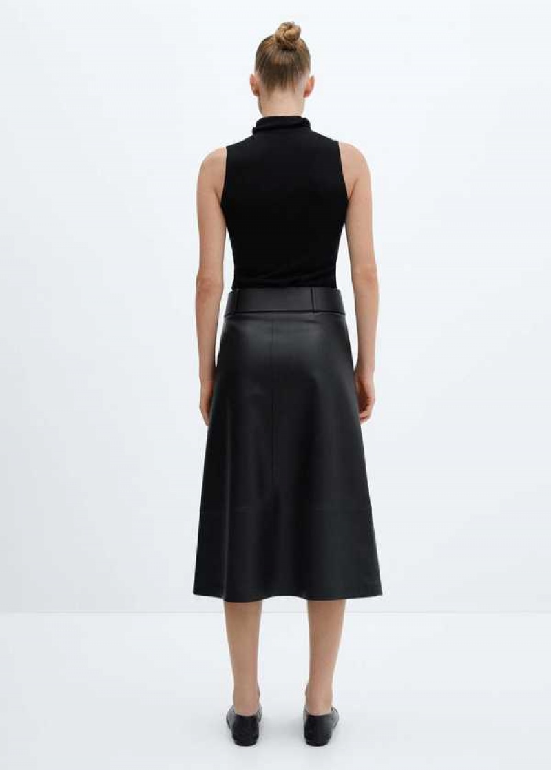 Mango Læder-effect Midi-skirt With Belt | MNG-24149