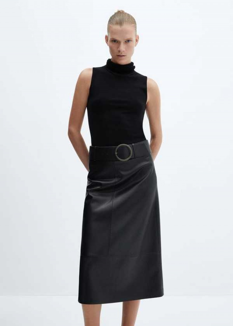 Mango Læder-effect Midi-skirt With Belt | MNG-24149