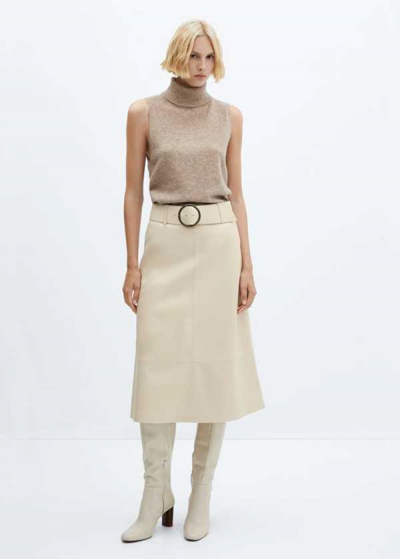 Mango Læder-effect Midi-skirt With Belt | MNG-24069