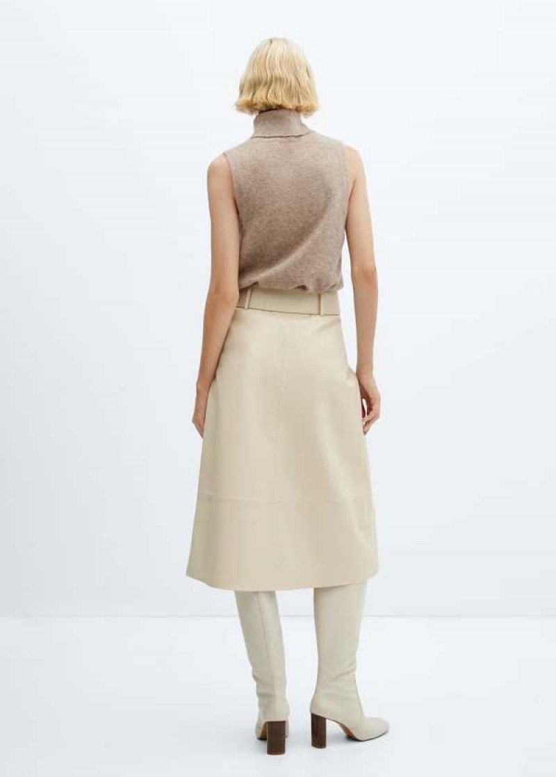 Mango Læder-effect Midi-skirt With Belt | MNG-24069