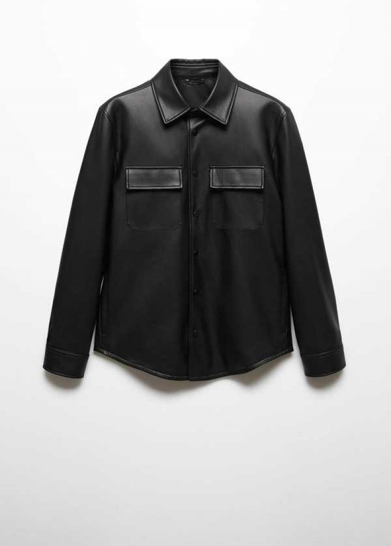 Mango Læder-effect Overshirt | MNG-22578