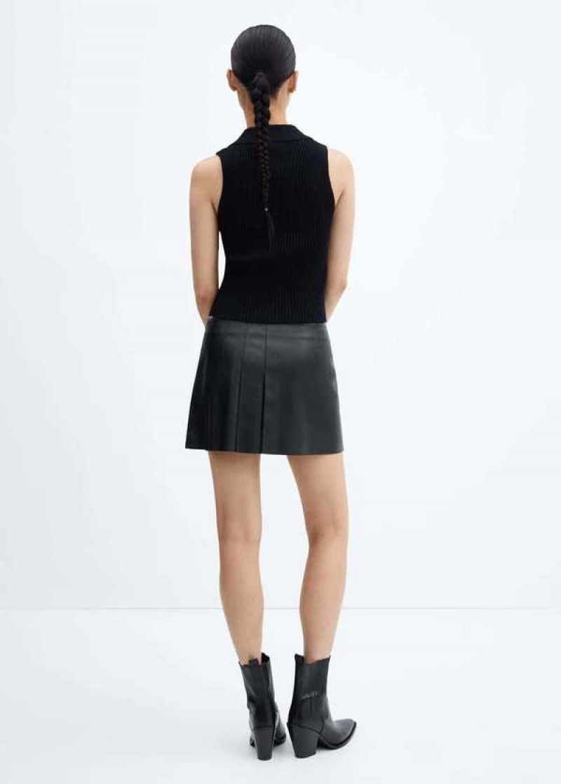 Mango Læder-effect Plisovaný Mini-skirt | MNG-24013