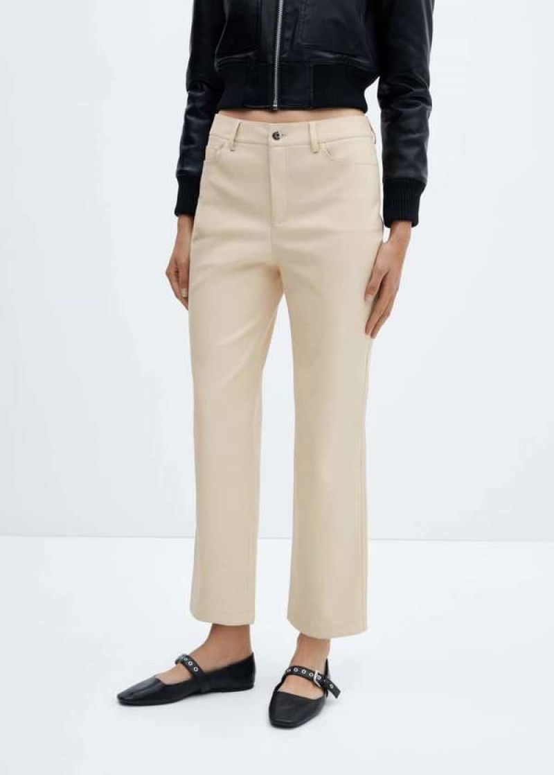 Mango Læder-effect Rovný Trousers | MNG-24288