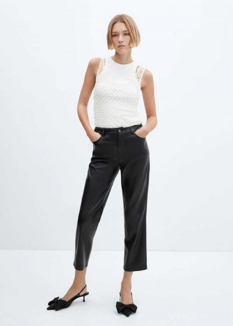 Mango Læder-effect Rovný Trousers | MNG-24553