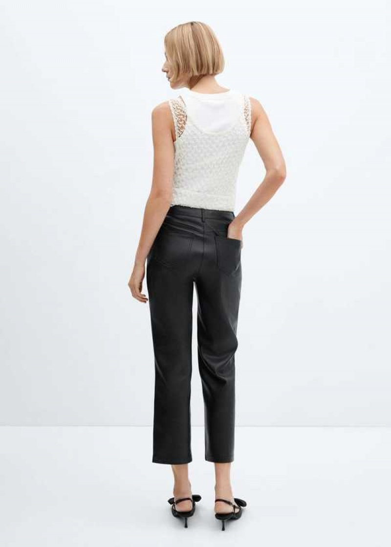 Mango Læder-effect Rovný Trousers | MNG-24553