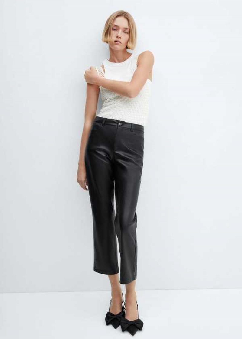 Mango Læder-effect Rovný Trousers | MNG-24553