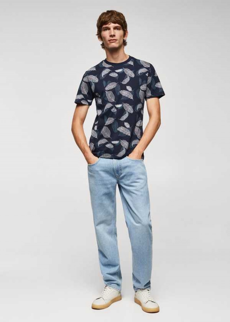 Mango Leaf-print Bavlněné T-shirt | MNG-21672